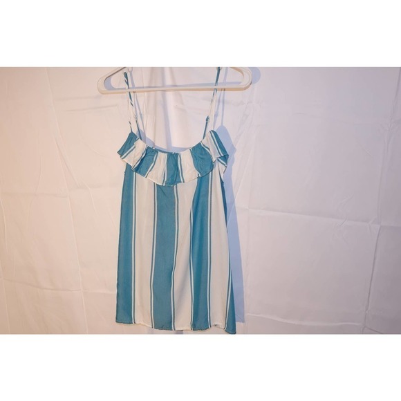 Old Navy ruffle Cami White Blue Vertical Stripe - Picture 1 of 14